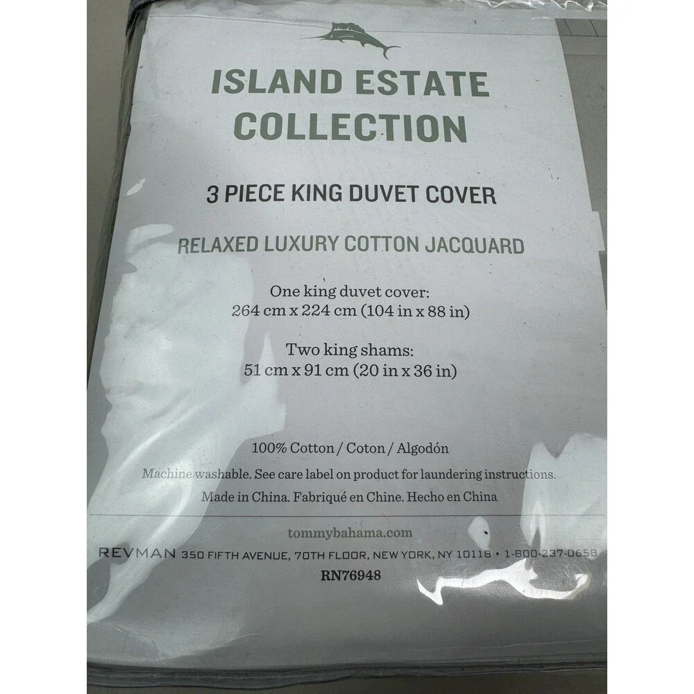 Tommy Bahama Home 3PC 100% Cotton King Island Estate Harbor Palm Duvet Set